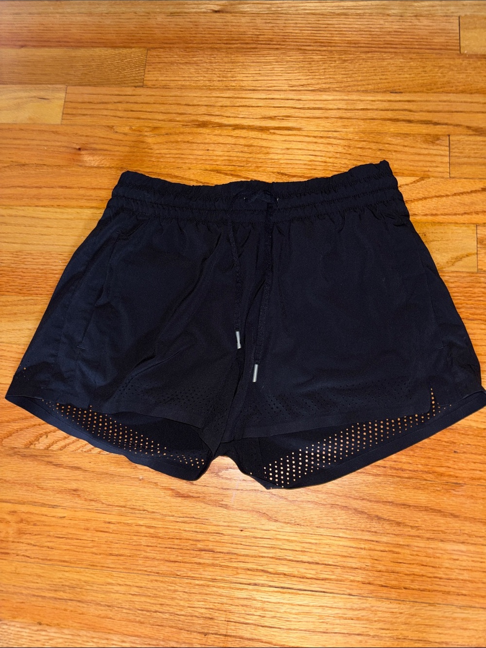 Athleta Black Performance Running Shorts with Drawstring (unlined)